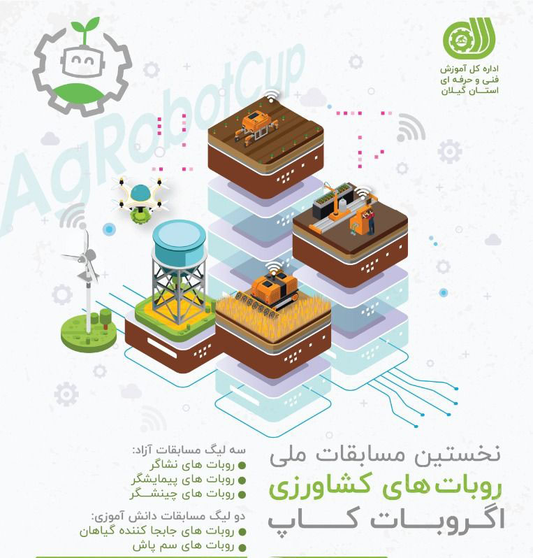 اولین مسابقه های ملی ربات های کشاورزی برای اولین بار در خاورمیانه از سوی سازمان آموزش فنی و حرفه ای کشور و با محوریت اداره کل آموزش فنی و حرفه ای استان گیلان
