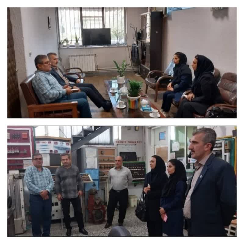 نشست آقای مهندس کامبیز رحیمی رئیس مرکز آموزش فنی و حرفه ای شهید انصاری با خانم مهندس رحمانی مدیر تولید و خانم مهندس سالاری مدیر فنی شرکت رایان فن کاو اندیش شهرستان رشت.